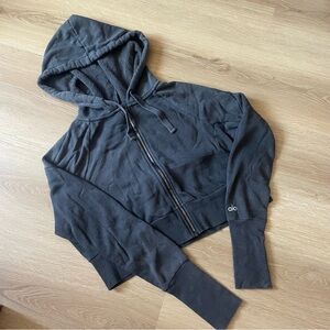 Alo Yoga Cropped Grey Hoodie